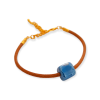 Summer Leather Bracelet, Blue Cube