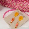 Fancy Orange Resin Drop Earrings